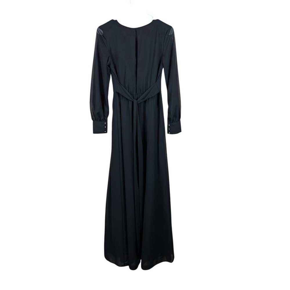 Baltic Born Dress Women Small Black Maxi Long Sleeve Formal Faux Wrap Size XS - Picture 2 of 4